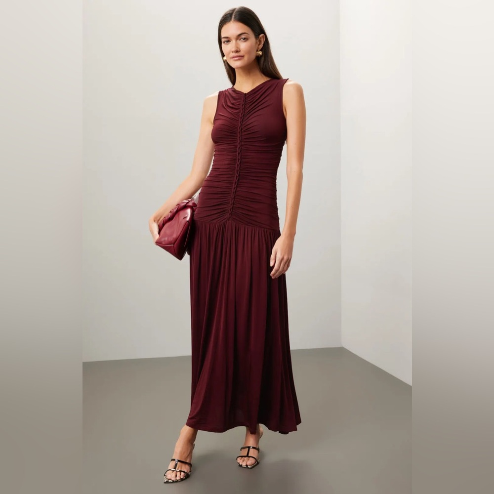 Ulla Johnson Flora Burgundy Sleeveless Dress - Picture 3 of 8